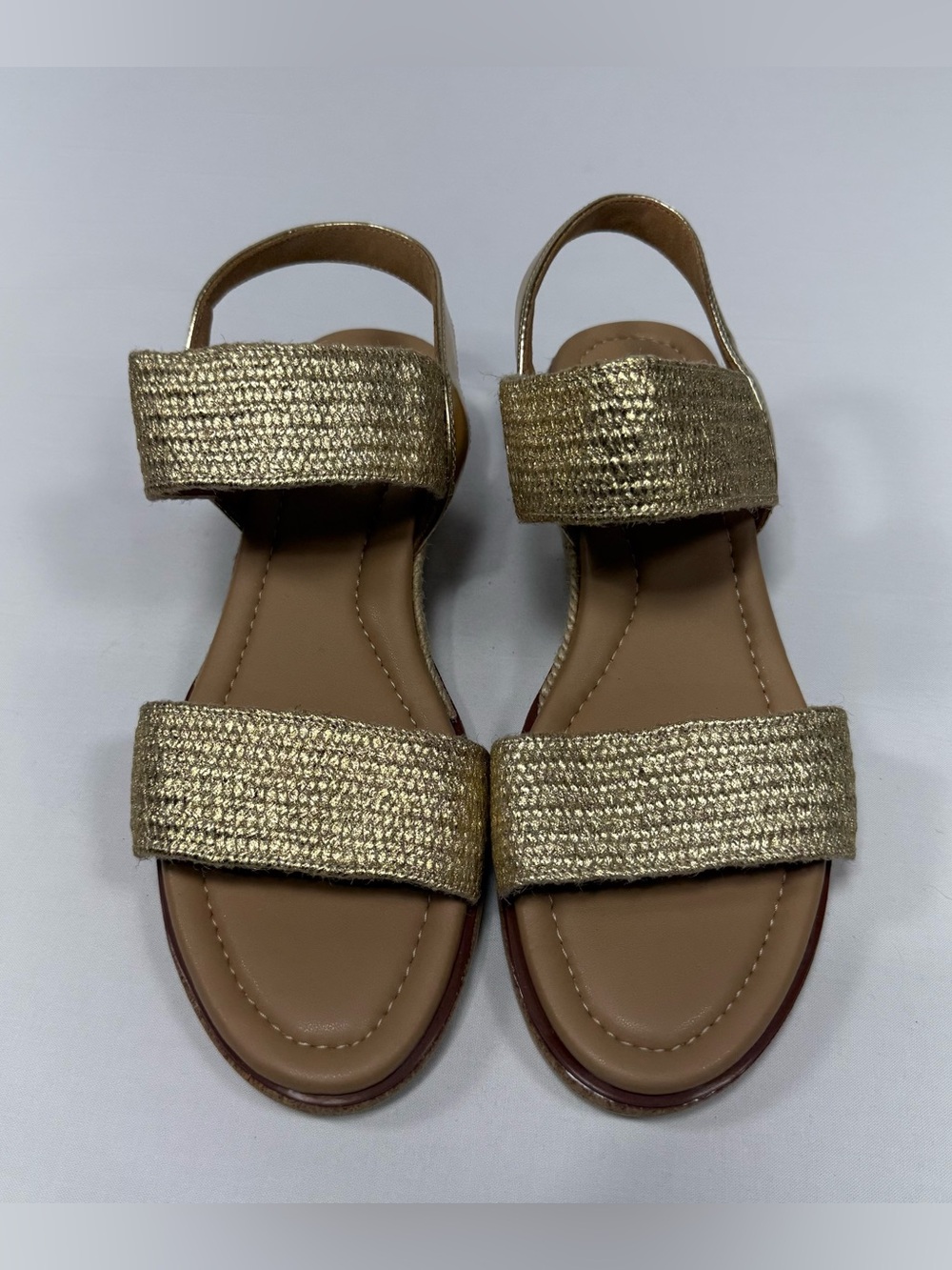 Slingback Espadrille Easy Spirit Gold Metallic Textile Wedge Sandal Size 10 M